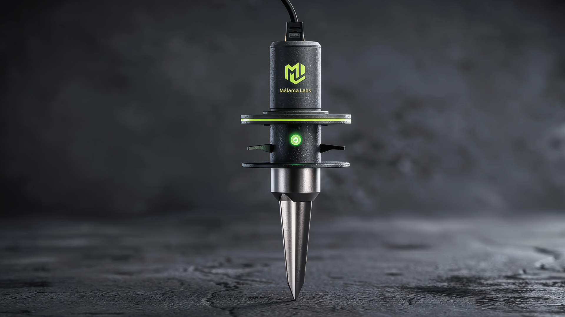 Mālama Labs soil sensor probe with green LED