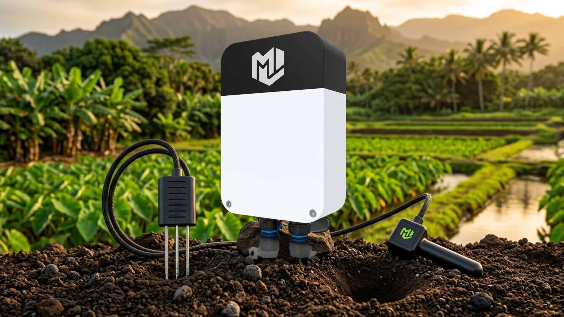 Mālama sensor node deployed in a Hawaiian taro field